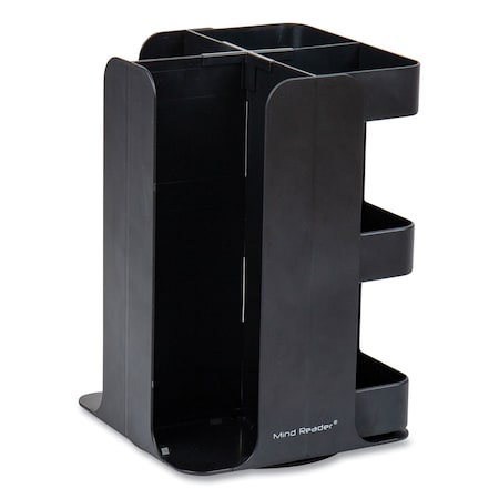 Mind Reader Anchor 8-Compartment Coffee Cup, Lid, and Condiment Carousel Countertop Organizer, 8x8x12, Black CUPOSPIN-BLK